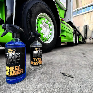 Wheel Cleaner en Bandenzwart voor Vrachtwagen na gebruik